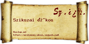 Szikszai Ákos névjegykártya